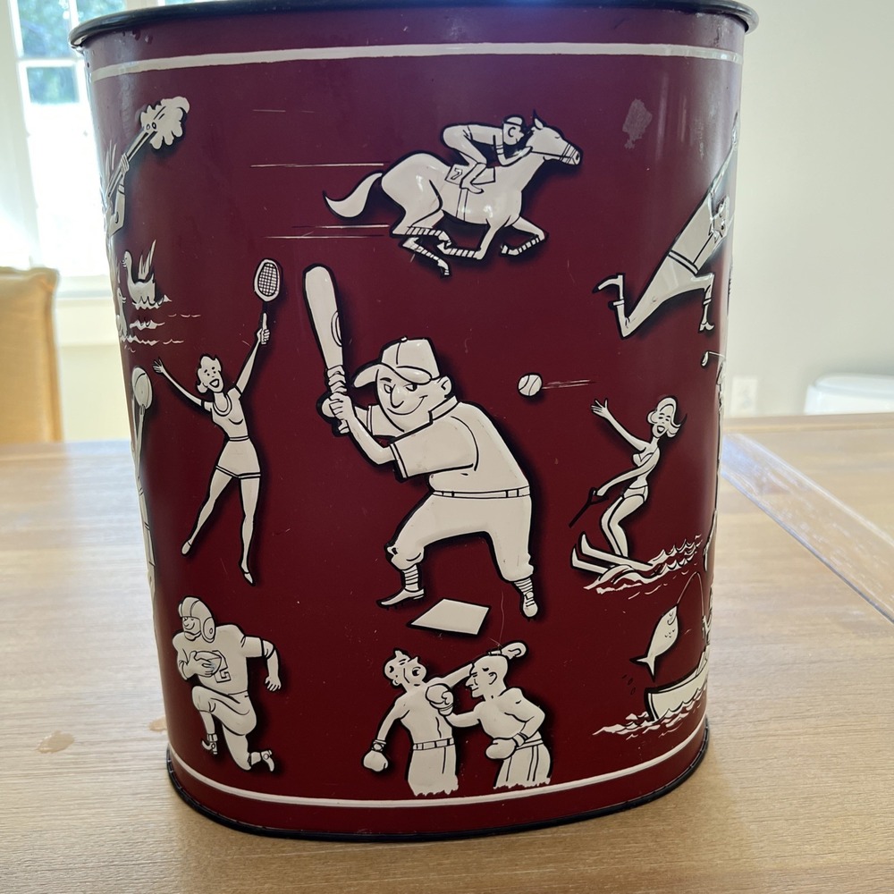 Vintage Weibro corp Chicago Sports Baseball 13" Metal Trash Garbage Can